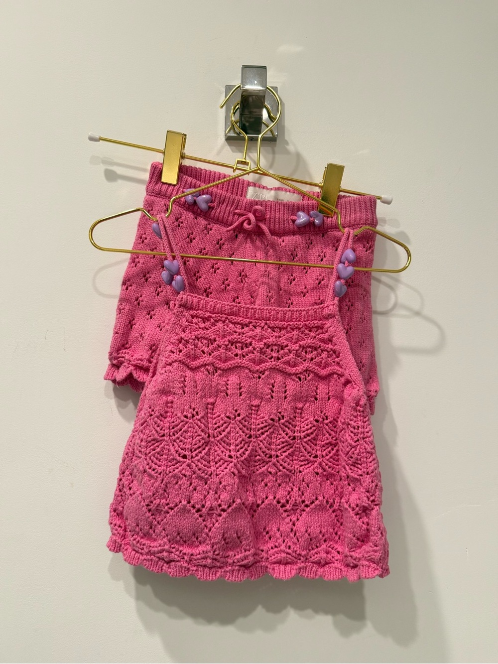 Zara Girls' Bright Pink Knit Matching Tank Top and Shorts Set 2T